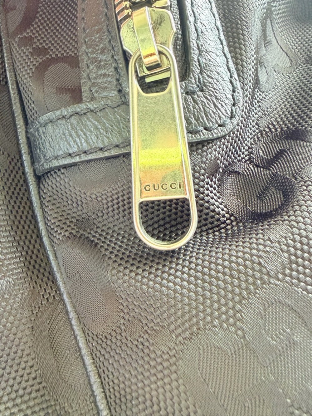 Gucci Black GG Monogram Logo Backpack with Gold Emblem - Picture 8 of 14